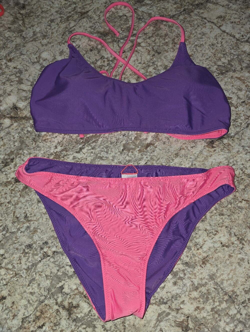 No Boundries REVERSIBLE Pink & Purple Bikini Set NWOT XL